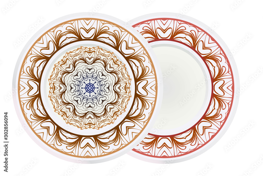Set of round floral frame and mandala ornament. Vector illustration. Set of round floral frame and mandala ornament. Vector illustration.