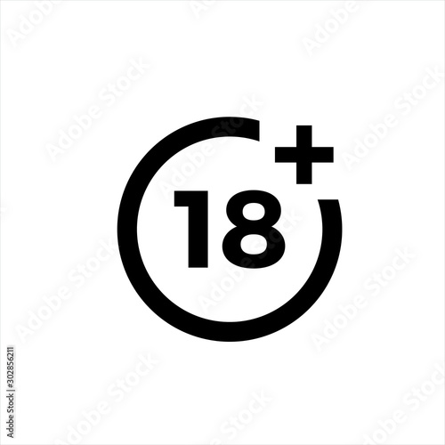 18 plus icon in trendy flat style isolated on background.18 plus icon page symbol for your web site design 18 plus icon logo, app, UI. 18 plus icon Vector illustration, EPS10.