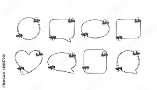 Innovative music quotation template speech bubble set in headphones quotes isolated on backdrop. Creative banner illustration set with quote frame wire with quotes headset modern design cloud remark