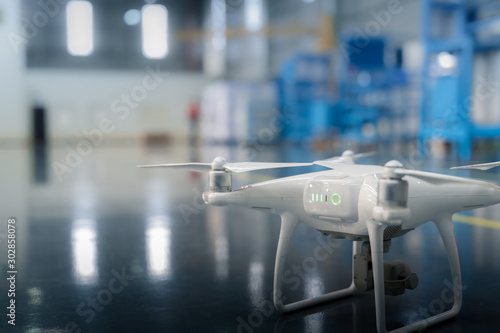 Drone camera surveying over a smart factory using internet of things