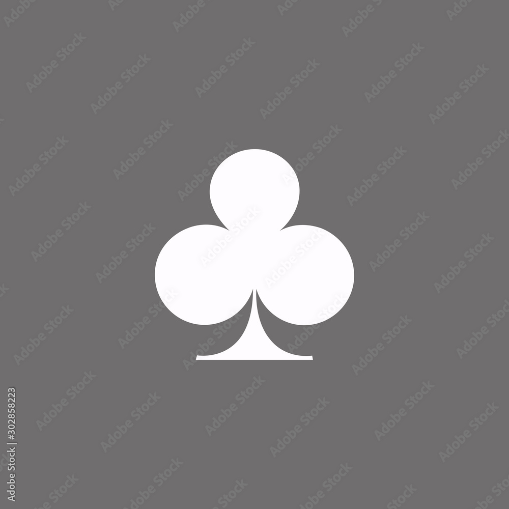 Poker playing card suit clover outline shape single icon. Clubs suit deck of playing cards used for ace in Las Vegas royal casino. Single icon illustration isolated on gray. Drawing pic for tattoo. Poker playing card suit clover outline shape single icon. Clubs suit deck of playing cards used for ace in Las Vegas royal casino. Single icon illustration isolated on gray. Drawing pic for tattoo.