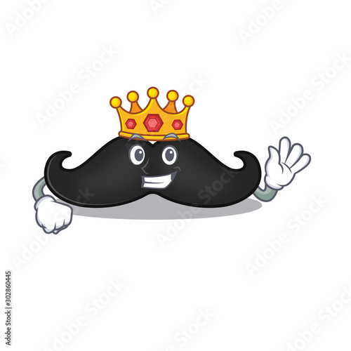 Smiling king face mustache with on cartoon