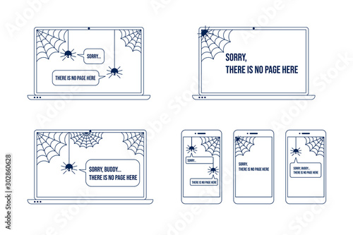 404 error page with funny spider inside laptop