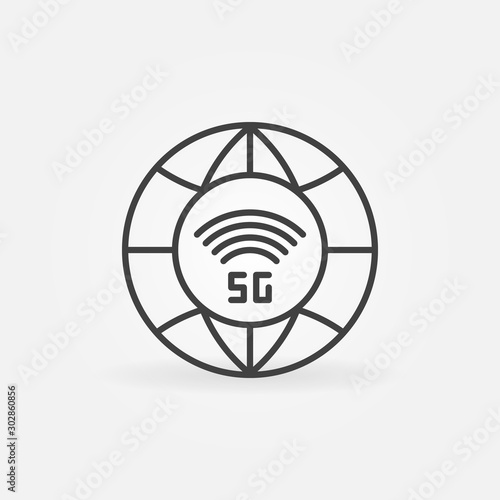 5G - fifth generation high-speed Global communication network concept outline vector icon