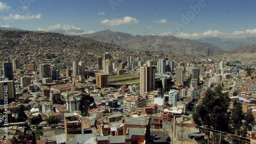 View of the Stadium of La Paz city, from Killi Killi balcony, in La Paz, Bolivia, South America. Full HD. photo