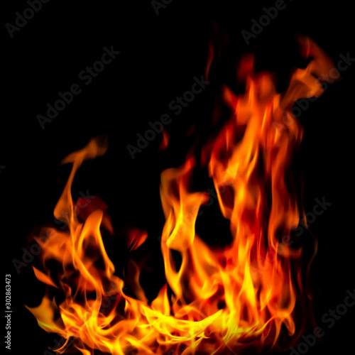 texture burning fire on black background isolated