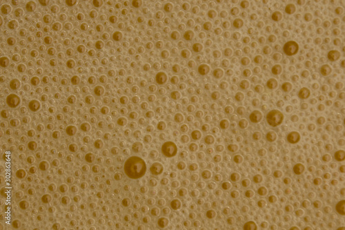 texture. bubbles of drink froth. Extreme close-up macro. Above view. Healthy eating diet concept.