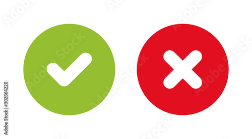 Check green mark and Red Wrong icon photo