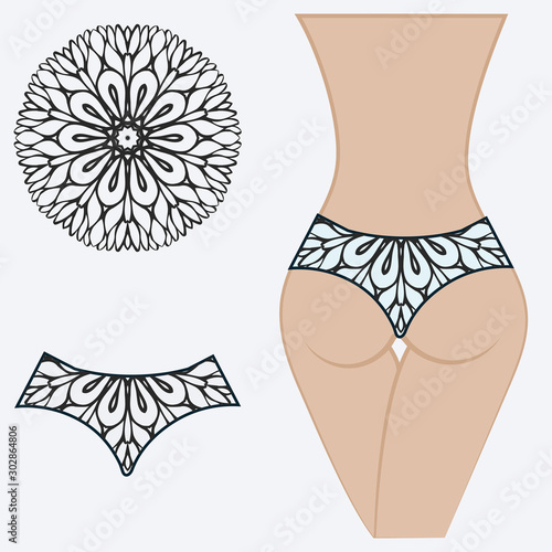 erotic women's panties. vector illustration. gift floral print.