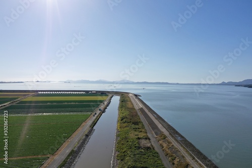 A vast farmland facing the sea