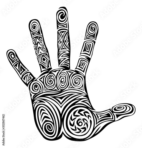 A hand pattern palm icon abstract concept design motif