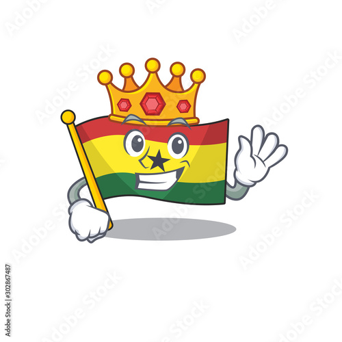 Cartoon flag ghana with in isolated king