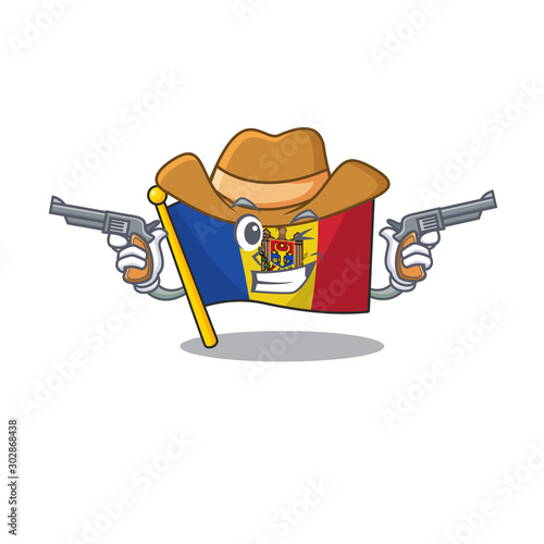 Flag moldova cartoon with in cowboy character