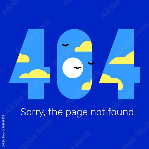 Vector creative template of found 404 error page on blue backgro photo