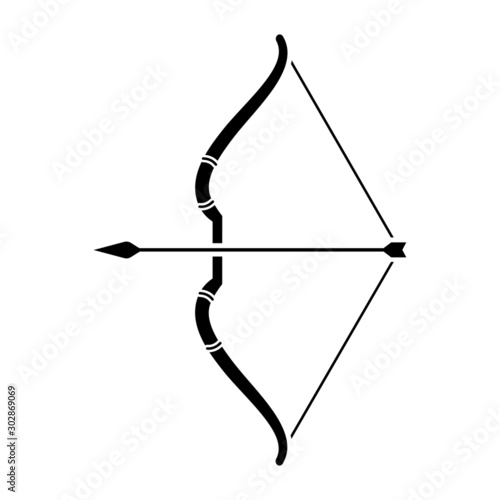 Archer bow vector icon. Simple illustration of archer bow icsymbol for web design isolated on white background.