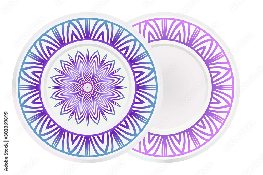 Set of two round ornament with decorative mandala. Vector illustration Set of two round ornament with decorative mandala. Vector illustration