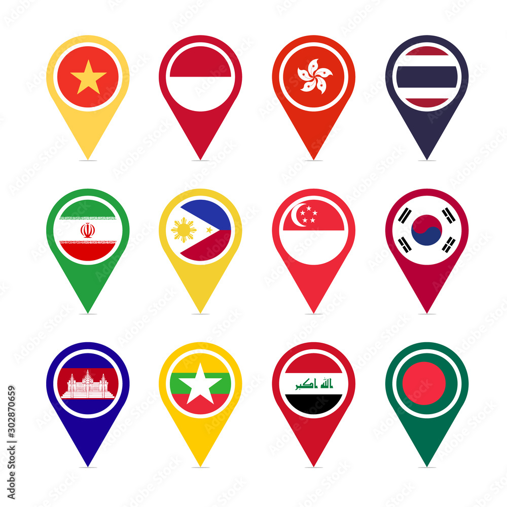 Asian countries part 2 vector icons design Asian countries part 2 vector icons design