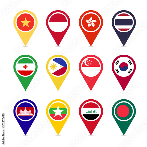 Asian countries part 2 vector icons design