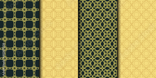 Set of 4 geometric seamless geometric pattern. Modern design. Vector illustration