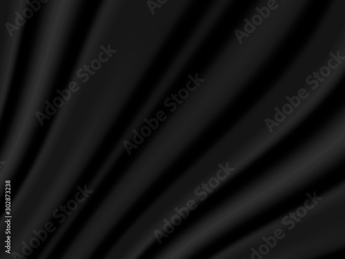 Vector illustration. Black closed curtains background for card