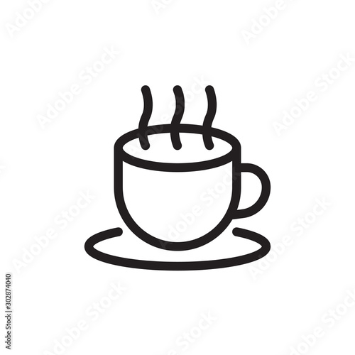 flat line coffee cup icon. Logo element illustration. coffee cup design. vector eps 10 . coffee cup concept. Can be used in web and mobile . editable line stroke thickness