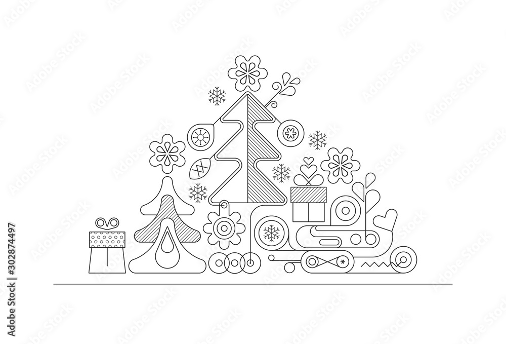 Christmas Tree line art design