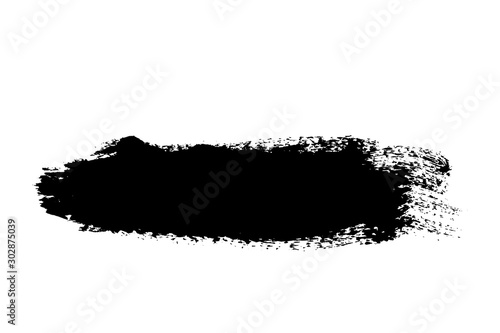 Brush stroke isolated on white background. Black paint brush. Grunge texture stroke line. Art ink dirty design. Border for artistic shape, paintbrush element. Brushstroke graphic. Vector illustration