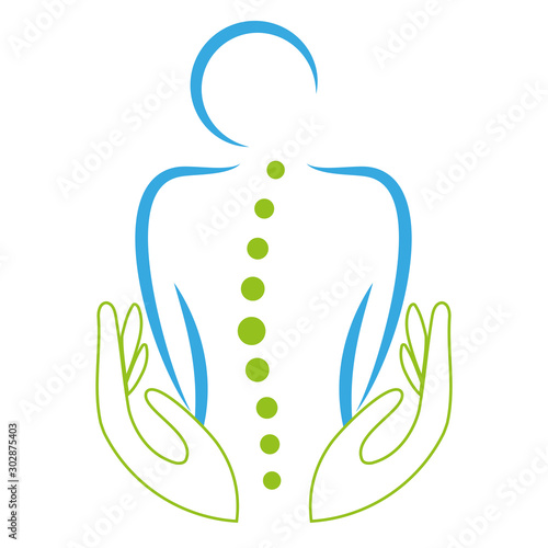 Person und Hände, Orthopädie, Chiropraktiker, Logo