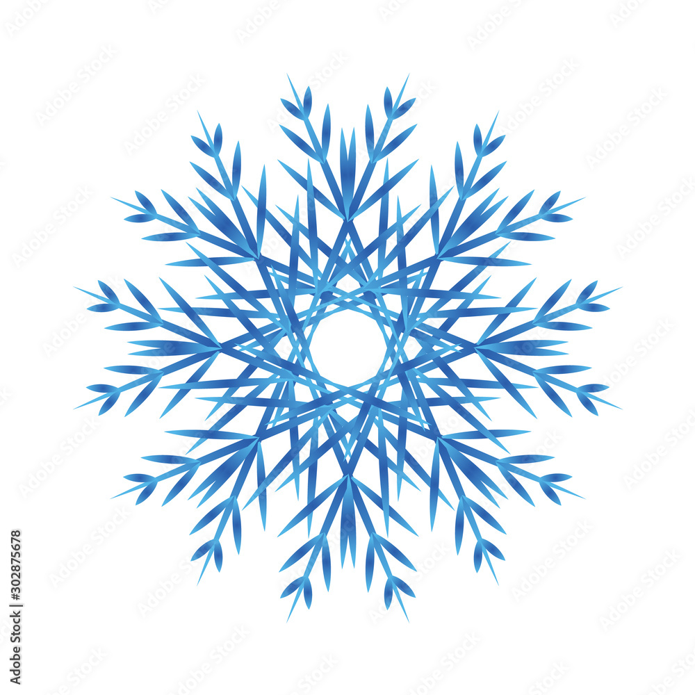 Snowflake blue gradient isolated icon on white Snowflake blue gradient isolated icon on white