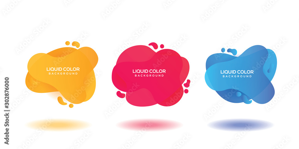 	 Modern abstract vector banner set. Flat geometric liquid form with various colors.