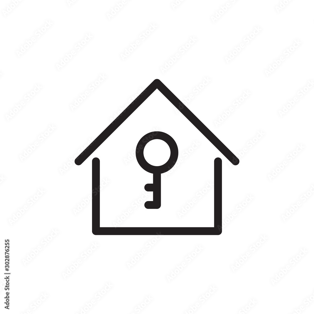 flat line house key icon. Logo element illustration. house key design. vector eps 10 . house key concept. Can be used in web and mobile . thickness can be adjusted flat line house key icon. Logo element illustration. house key design. vector eps 10 . house key concept. Can be used in web and mobile . thickness can be adjusted