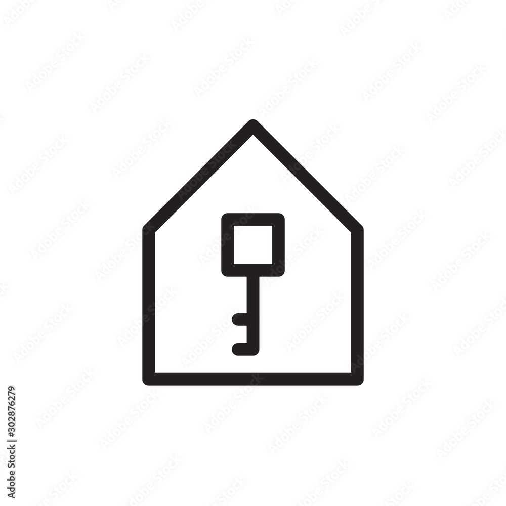 flat line house key icon. Logo element illustration. house key design. vector eps 10 . house key concept. Can be used in web and mobile . thickness can be adjusted flat line house key icon. Logo element illustration. house key design. vector eps 10 . house key concept. Can be used in web and mobile . thickness can be adjusted