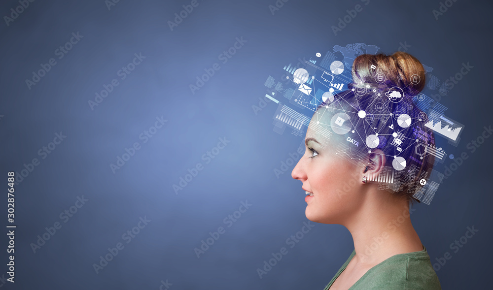 © ra2 studio - Head full of reports and global management, graphs and charts concept