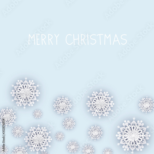Winter Christmas Background with White Snowflakes