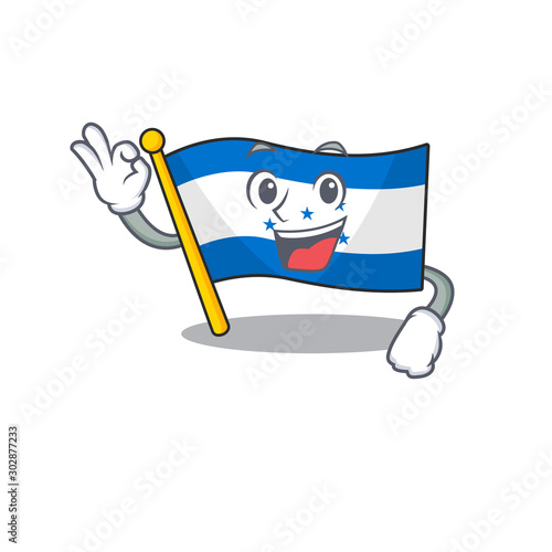 Flag honduras cartoon with in okay character