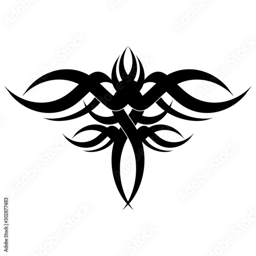Viking tattoo design. Vector illustration with tribal tattoo isolated on white.