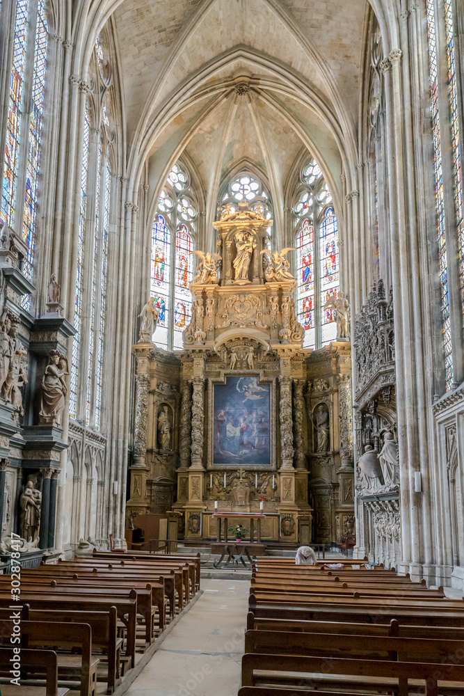 interior view of the Notre Dame Cathedral in Rouen