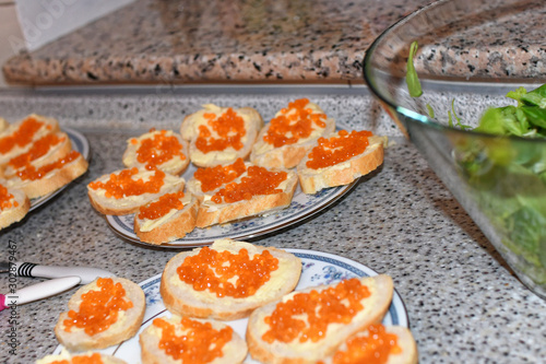 sandwiches with red caviar