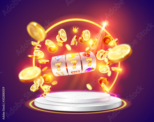 Golden slot machine wins the jackpot.
