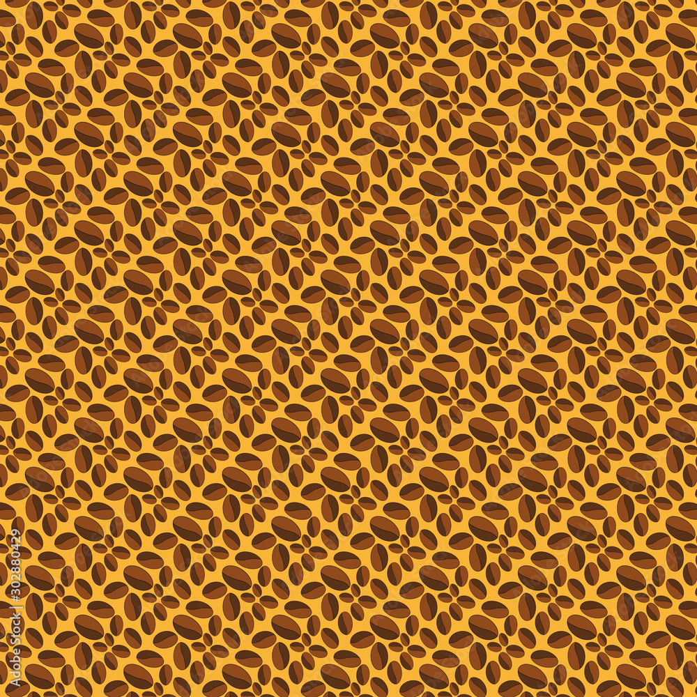 Many ovals of different sizes on a yellow background. Abstract bitmap of yellow, brown and dark brown colors.
