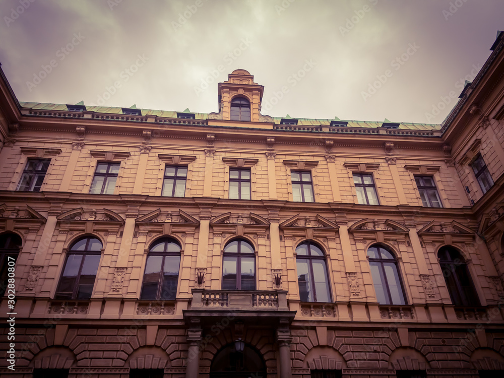 Facade of an old university building in a European city