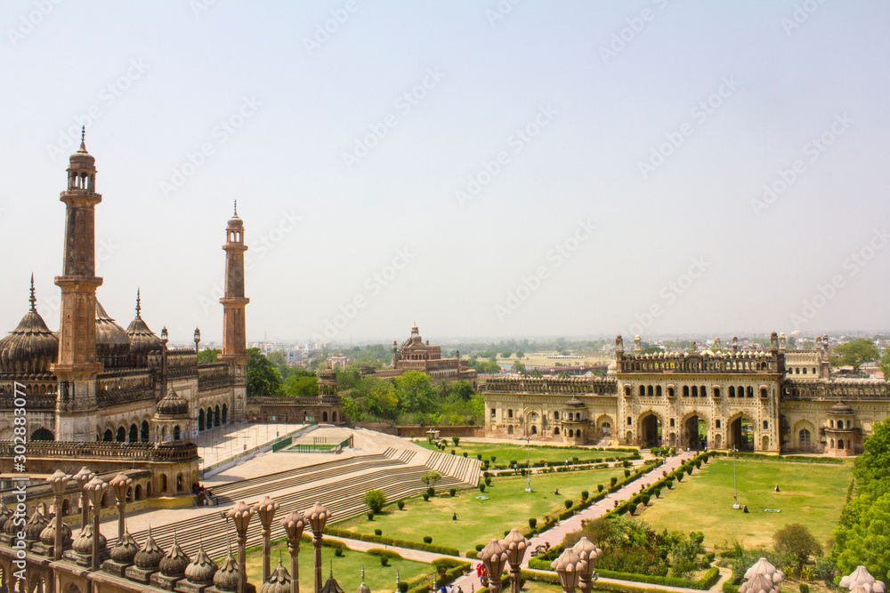 Aerial View of Bada Imambara in Lucknow, India 