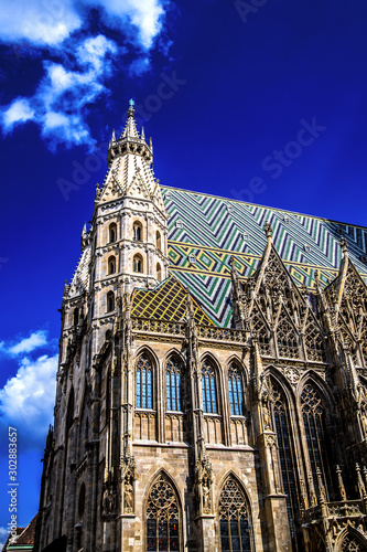 St. Stephen's Cathedral against the blue sky. Vienna. Austria photo