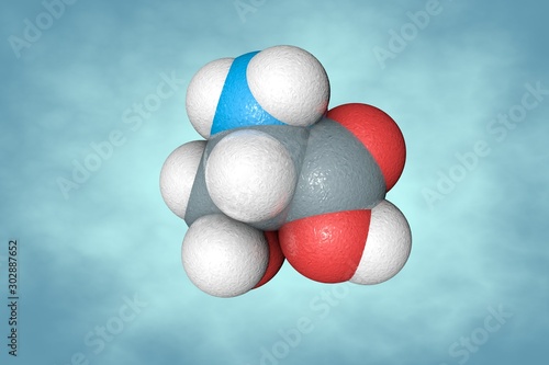 Space-filling molecular model of l-threonine. Atoms are represented as spheres with conventional color coding  carbon  grey   oxygen  red   nitrogen  light blue   hydrogen  white . 3d illustration