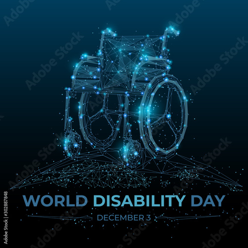 Wheelchair on dark background 