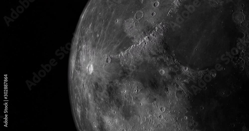 Mare Vaporum with crater Manilius in the lunar surface of the moon, 3d render photo