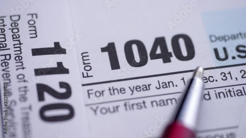USA tax form 1040, 1120, close up.