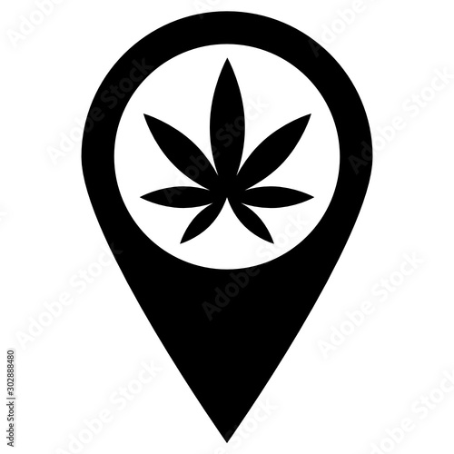 Legal Medical Marijuana Map Pin Location Vector Icon Design