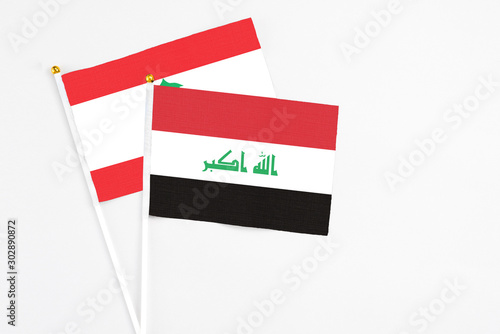 Free Download Iraq and Lebanon stick flags on white background. High quality fabric, miniature national flag. Peaceful global concept.White floor for copy space. - GFXLoad