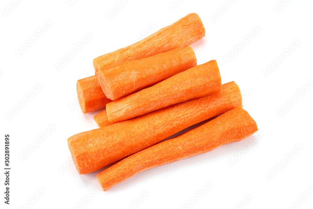carrots peeled and washed on a white background carrots peeled and washed on a white background